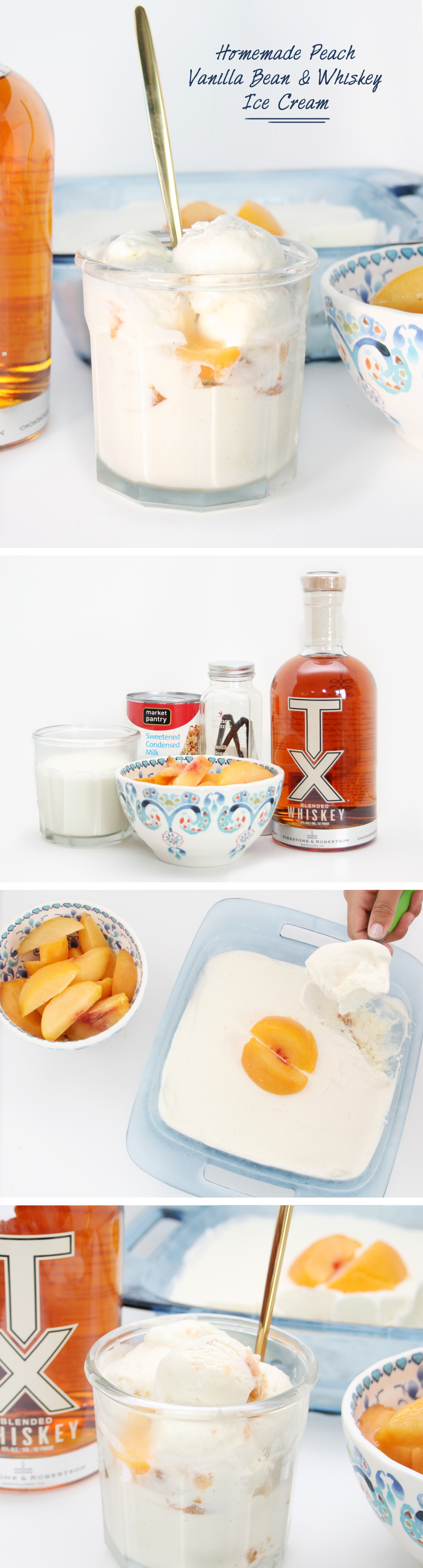 No Churn Homemade Peach Vanilla Bean And Whiskey Ice Cream