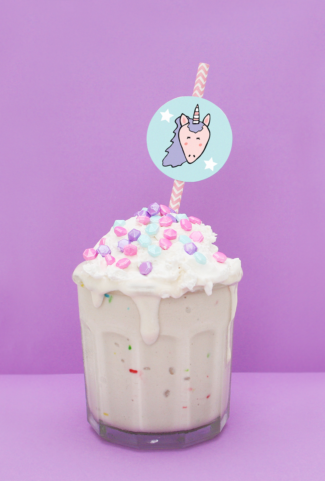 Birthday Cake Milkshake Unicorn Straw Toppers Free Printable